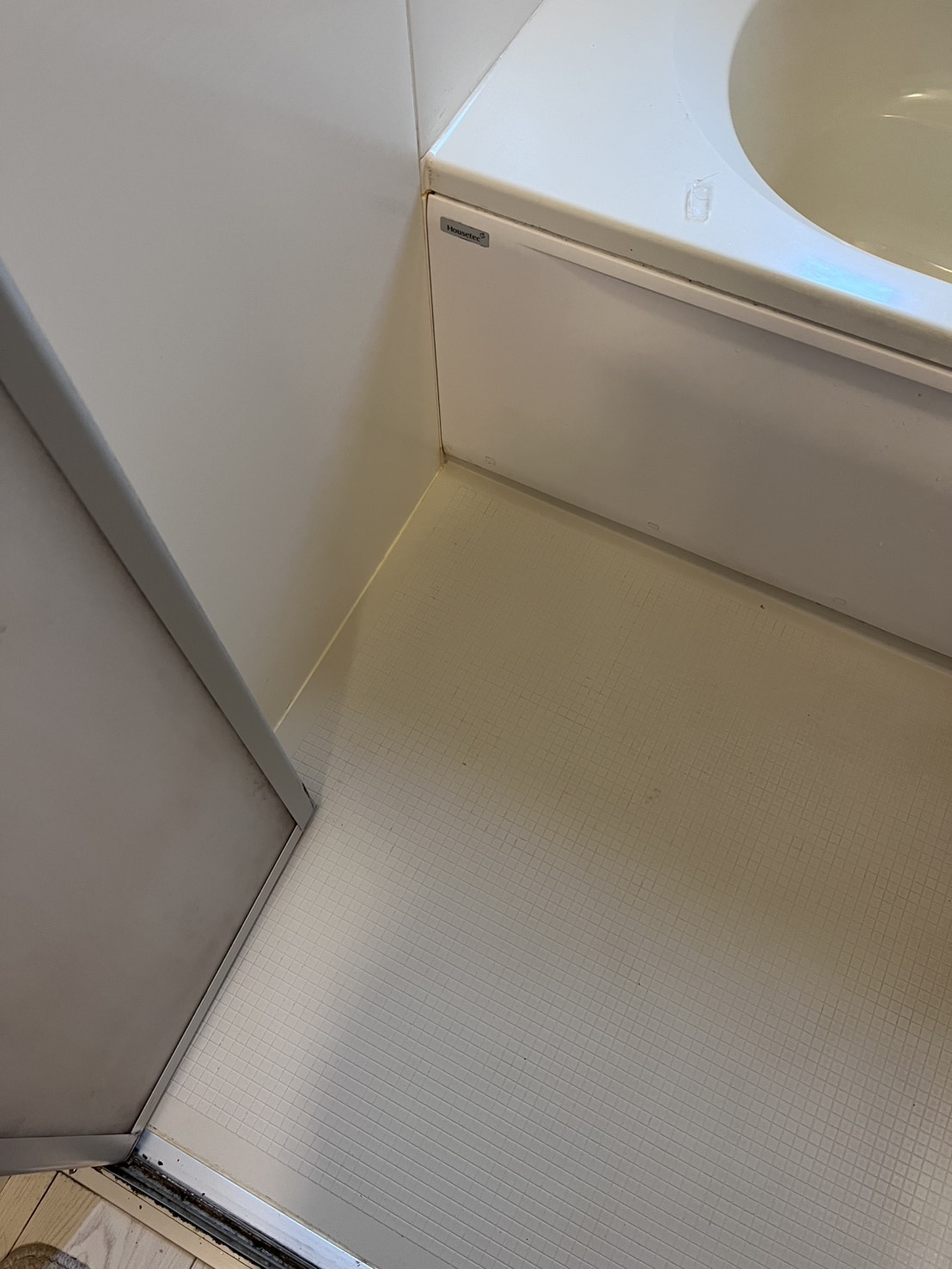 掃除後の浴室の床。白さが戻った